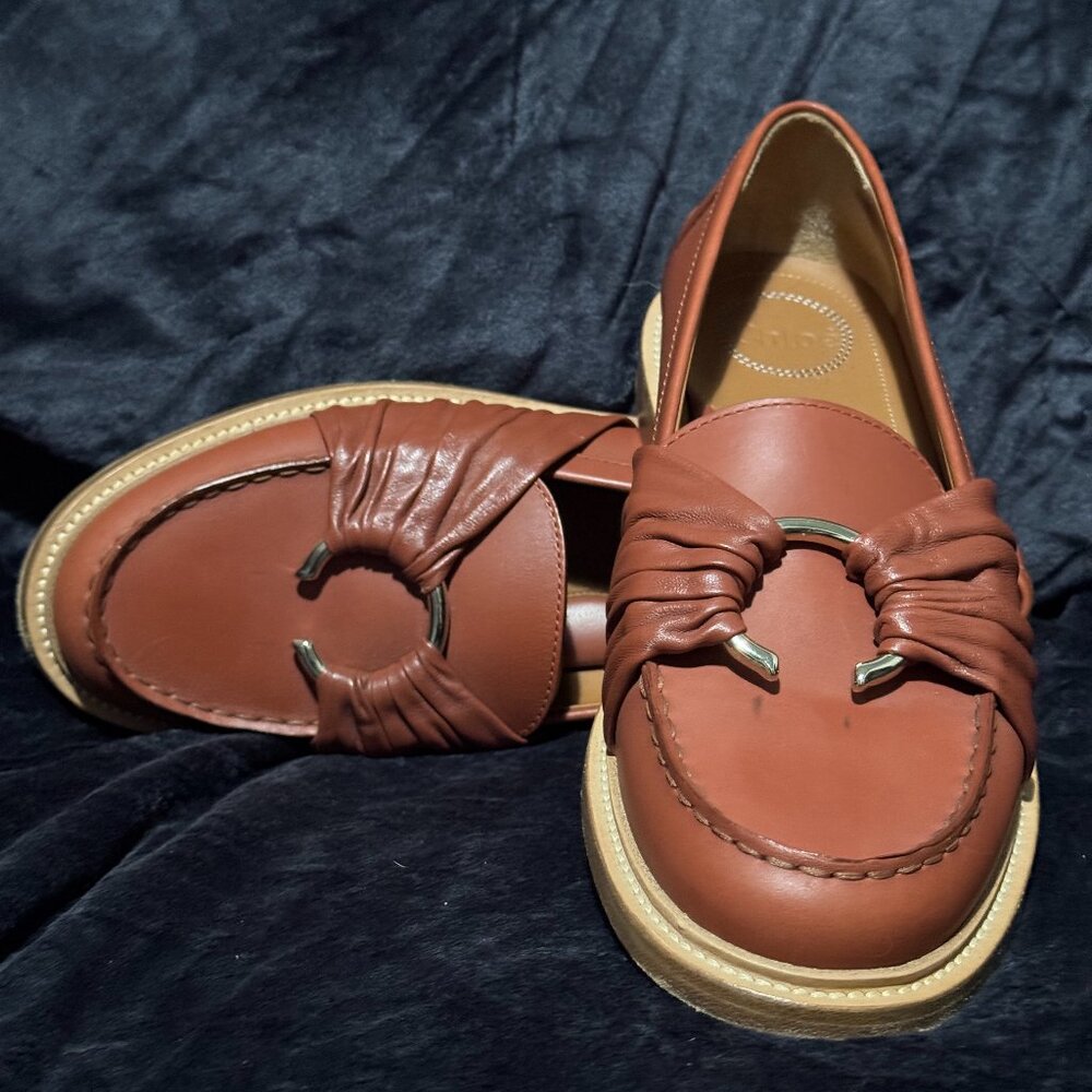 Chloe C Flat Loafers Terracotta Red